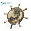 Goldener Lieferant China benutzerdefinierte Zinklegierung doppelseitige 3d antike vergoldete USA Navy Chief Coin